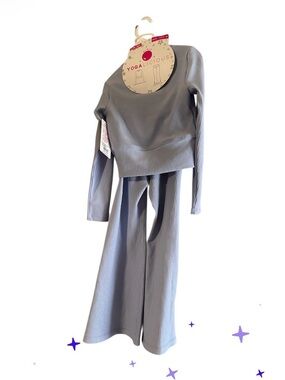 Yogalicious Ribbed Two-Piece Set Blue Heron